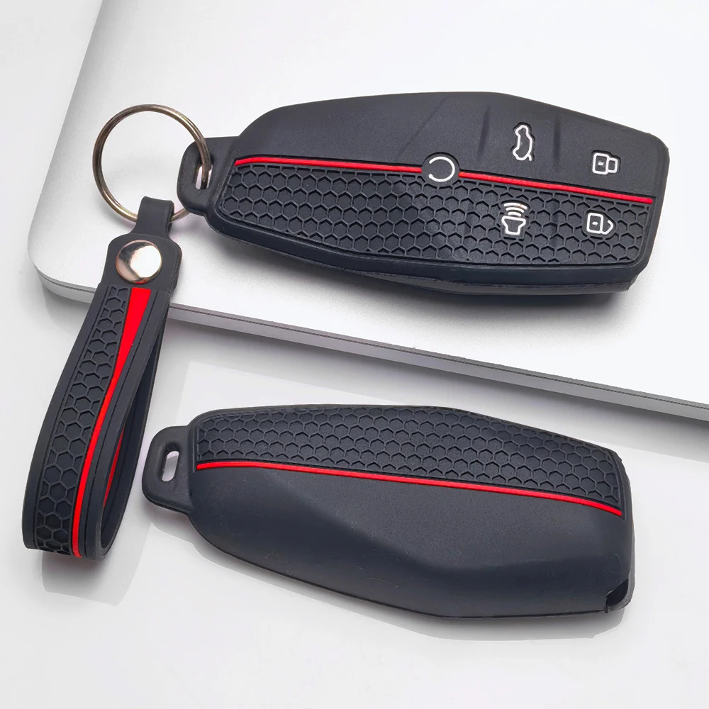Key Fob Case With Keychain For MG One For Roewe iMAX8 D7 Soft Touch Lightweight Protective Cover Drop Resistant Anti Scratch