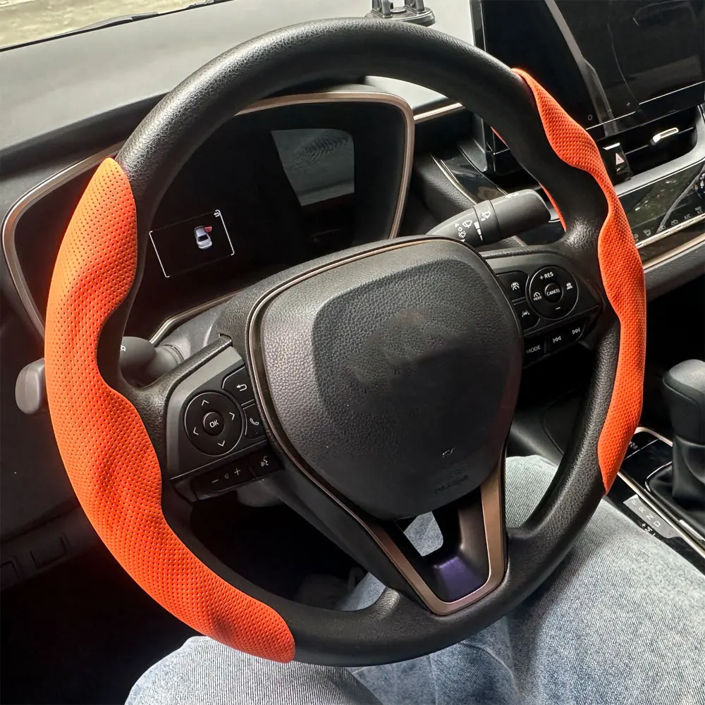 2PCS Car Steering Wheel Cover Warm Winter 38cm Round Steery Wheel Universa Glossy Laser Carbon Fiber Auto Interior Accessories