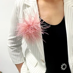2024 Fashion Vintage Big Natural Feather Ostrich Hair Brooch Hair Festival Party Dress Hats And Shoes Decoration Accessories