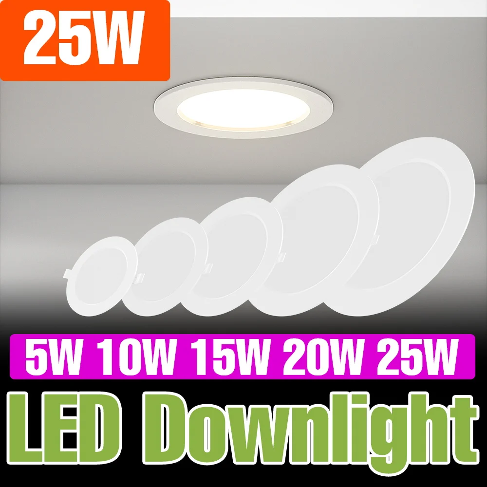 25W Lampa sufitowa LED Wpuszczana okrągła oprawa typu Downlight 220V Wewnętrzna lampa punktowa 5W 10W 15W 20W 240V Do salonu Sypialnia Zimna/ciepła