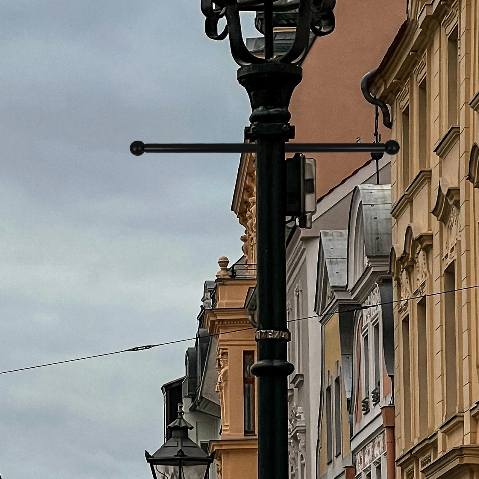 

Outdoor Light Pole Cross Arm Black Replacement Yard Accessories Lamp Post Rod Holder Durable Aluminum Alloy