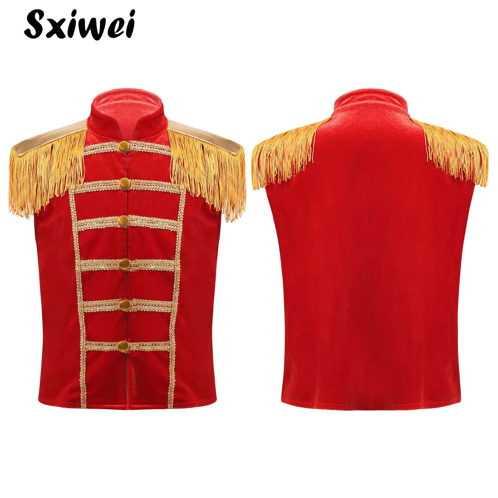 Kid Circus Performance Nutcrackers Costume Boys Girls Drum Major Team Uniform Marching Band Fringe Epaulet Jacket Waistcoat Vest