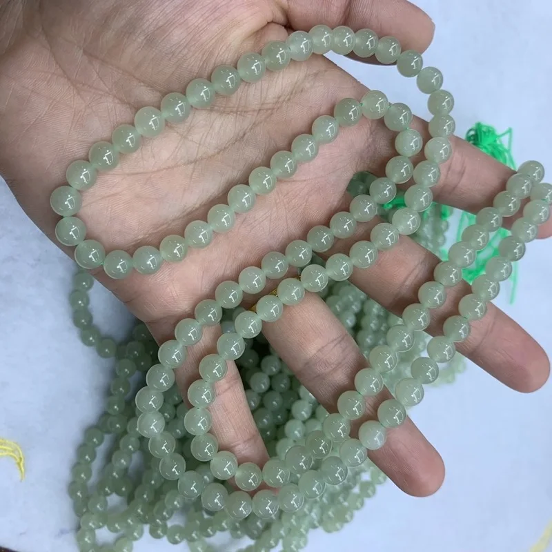 Hetian Jade Qinghai Material 7Mm 108 Pieces Buddha Beads Multi-Loop Bracelet Necklace Accessories