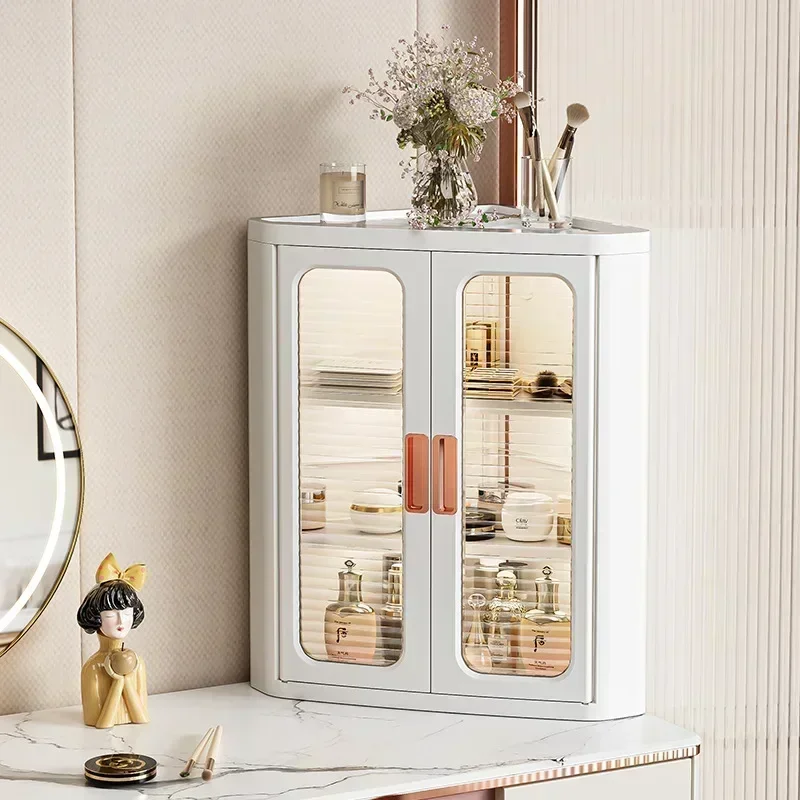 Storage cabinet Multi-layer living room locker Floor-to-ceiling plastic triangular dust rack Snack toy locker sturdy and durable