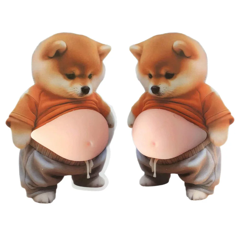 Squishy 3D stickers Cat Dog Belly Squeeze Cartoon Cat Shiba Inu Anti-Collision Car Sticker Japan Korea Car Refrigerator Stickers
