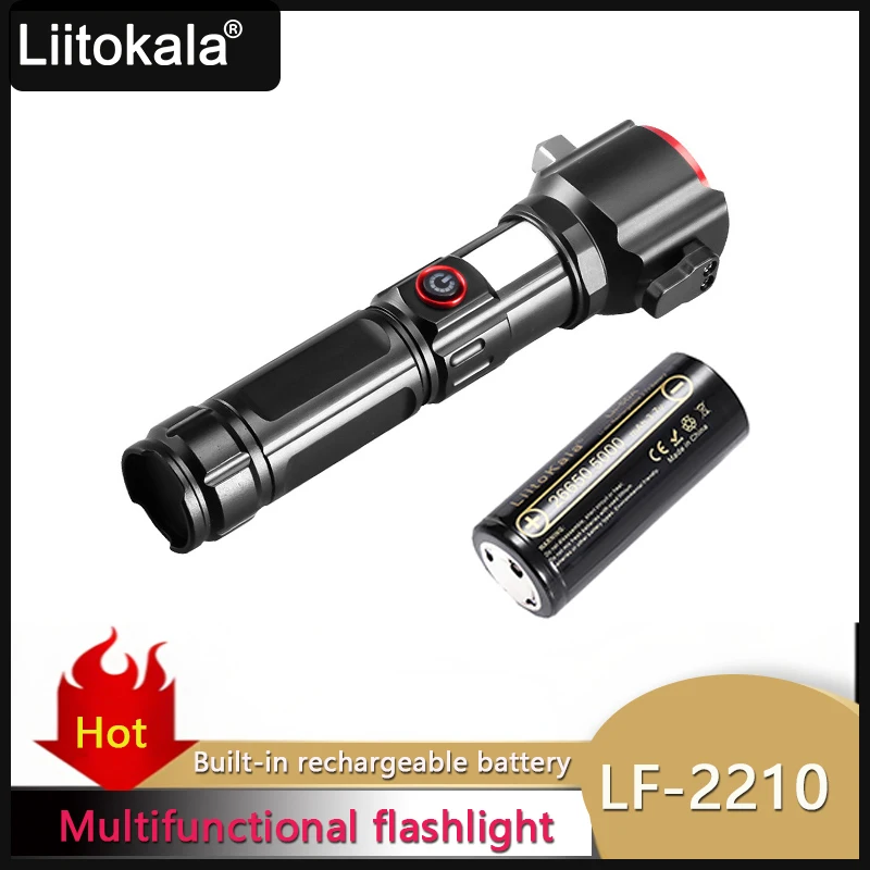 LiitoKala LF-2210 Strong Light USB Charging Portable Outdoor Home LED Flashlight with Built in Battery