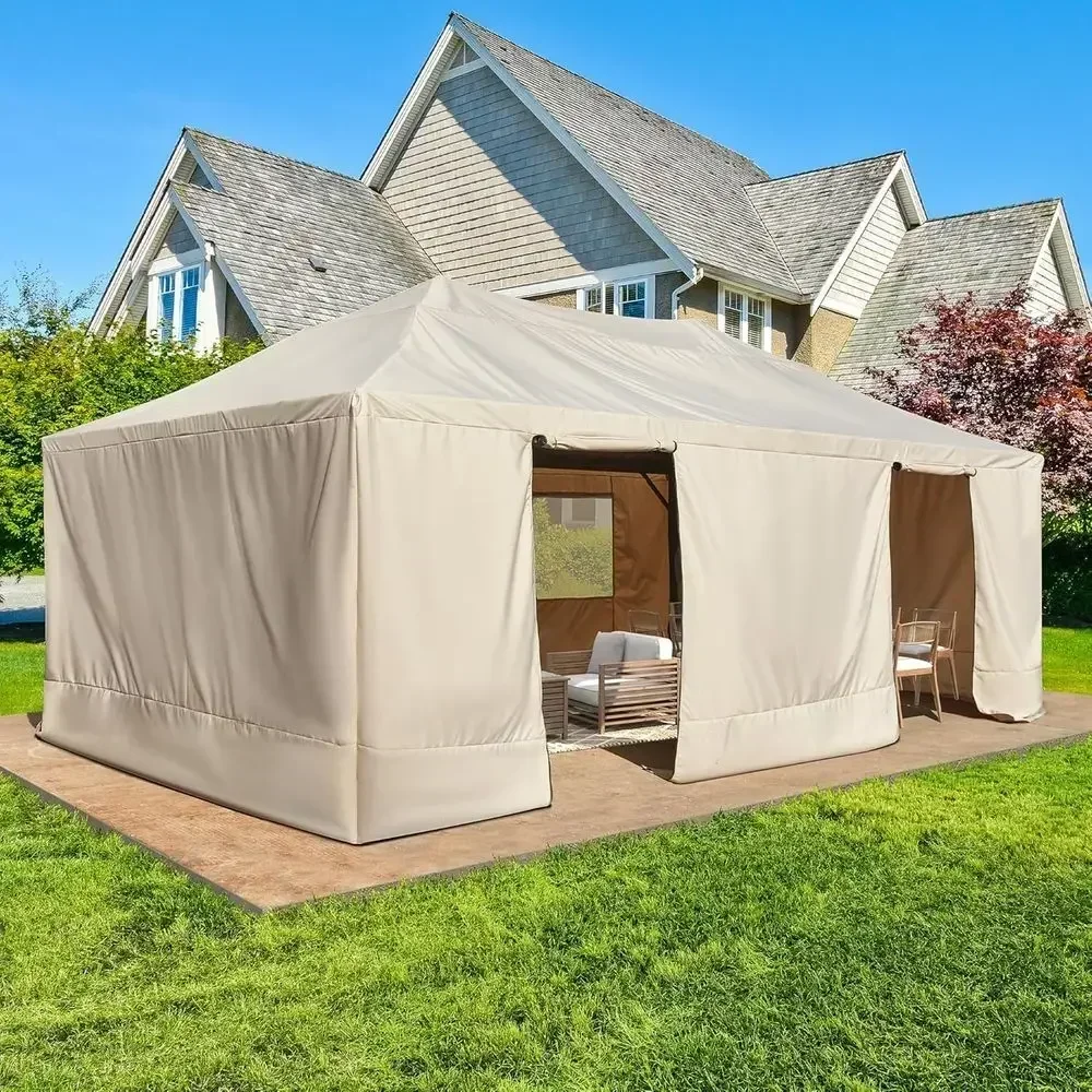 All-Season Mesh Screened 12x20 Hardtop Gazebo with Donand Windows