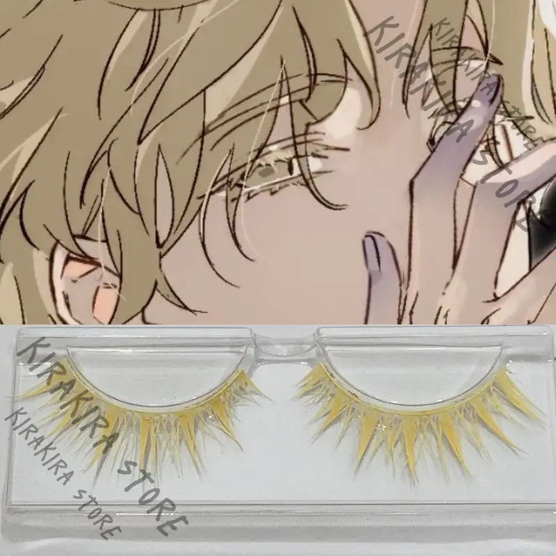 

Anime Alien Stage Luka Cosplay Light Yellow Gold Eyelash False Eyelashes Transparent Stem Long Style Comic-con Cosmetics