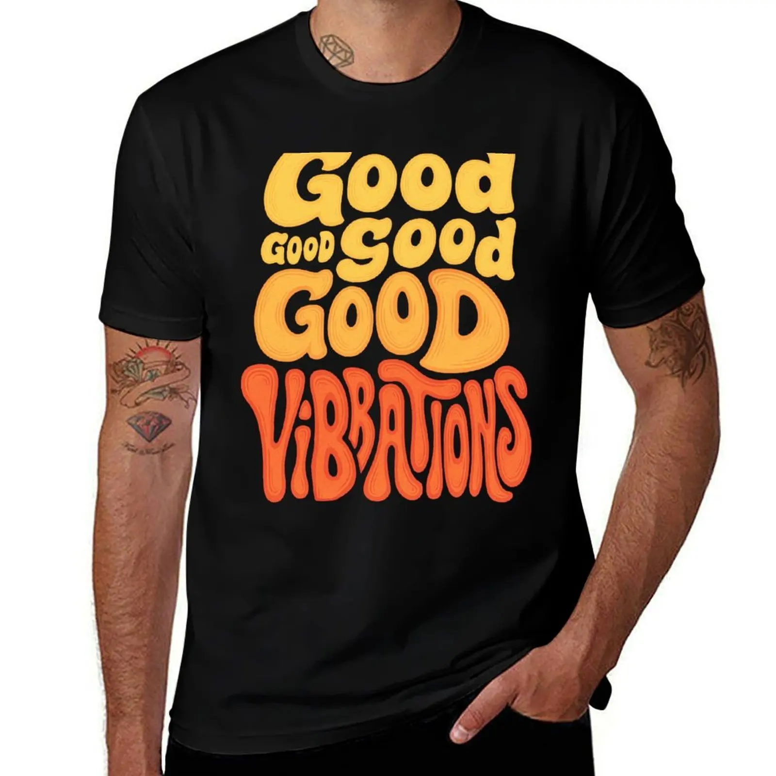 Good Vibrations T-Shirt Basic Short Sleeve T-Shirt for Men