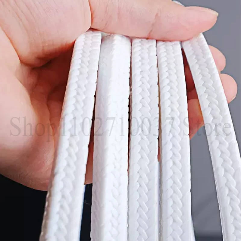 L=1 Meter Edge=4-30mm Oil Free PTFE Sealing Strip Braided Compression Packing Gland Packing High Temperature PTFE Seal image 4