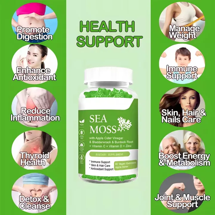 

Seaweed vitamin gummies help promote digestion, moisten intestines, promote bowel movements, and supplement nutrients