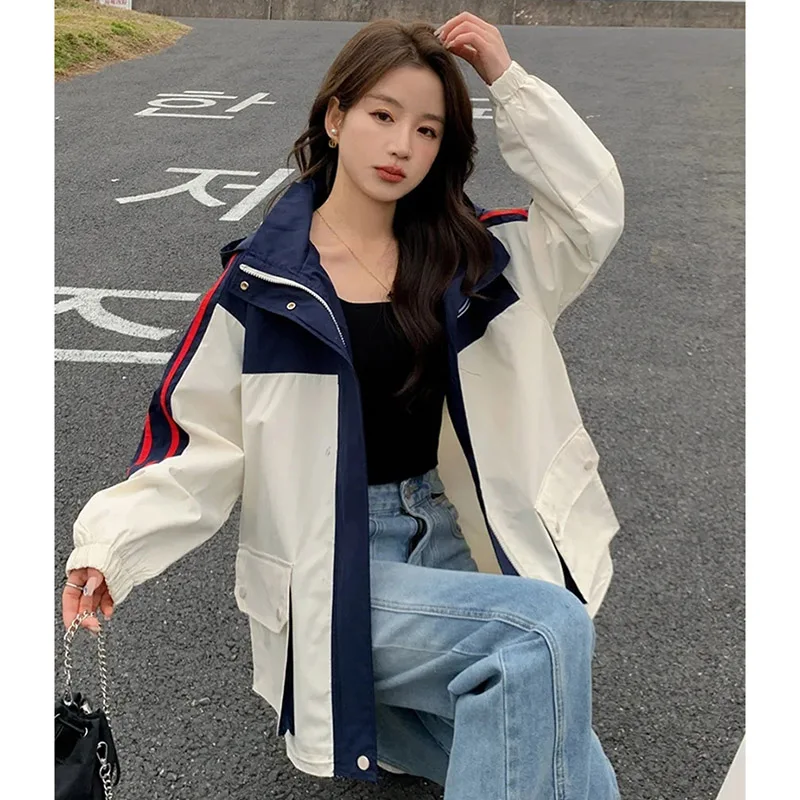2024 Ladies Long Sleeves Work Clothes Jacket Spring  Autumn Women Splicing Together Coat Korean Female Loose Fitting Outerwear