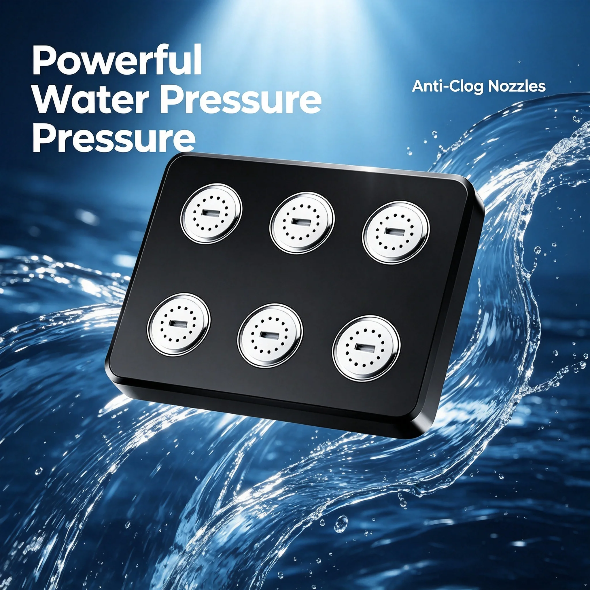 Square Rain Shower Head High Pressure Matte Black Top Shower Sprayer Powerful Rainfall Flow Bathroom Accessory