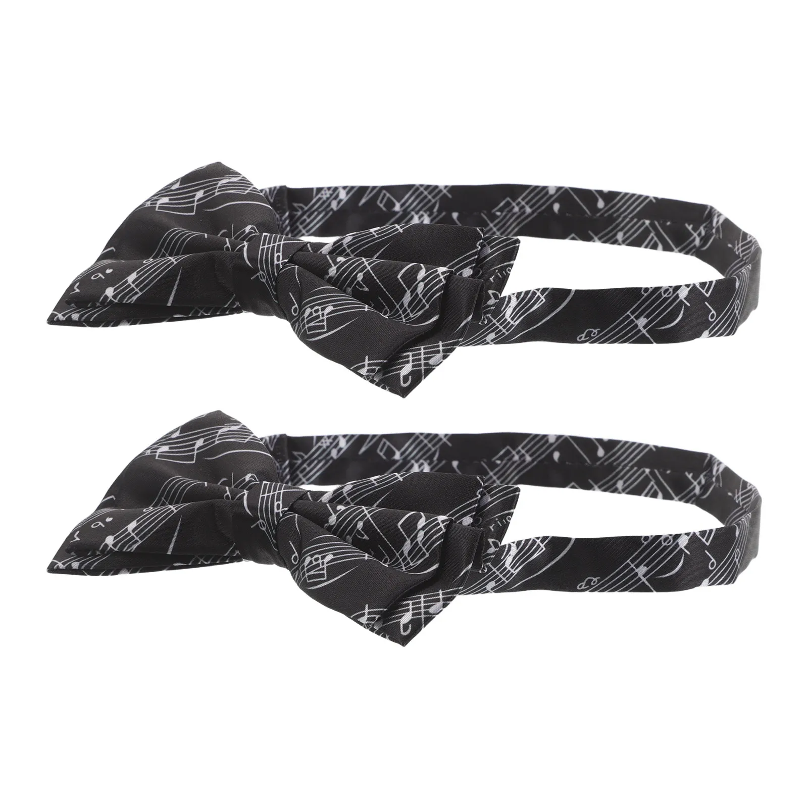 2Pcs Black White Treble Clef Music Note Bow Tie for Men Adjustable Pre Tied Formal Performance Choir Wedding Groomsmen Sheet
