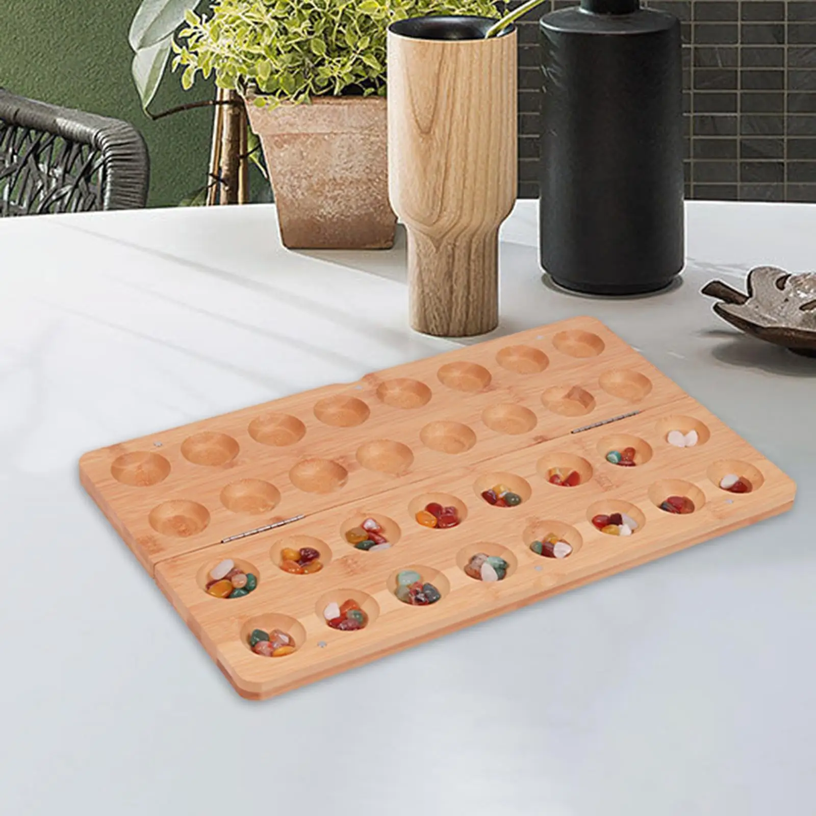 Classic Mancala Board Game for Friends and Family with Folding Game Board