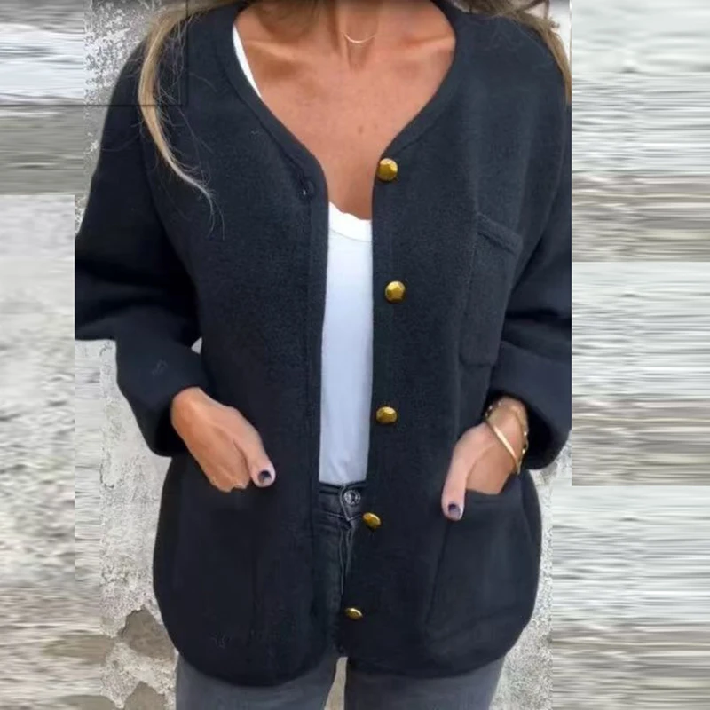 Cardigan maglione con bottoni autunno inverno donna tasca casual manica lunga maglione lavorato a maglia cappotto top femminili