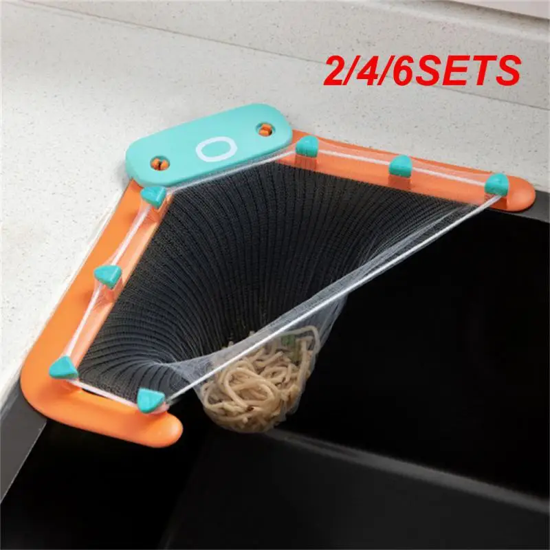 2/4/6SETS Foldable Drain Rack Disposable Garbage Bag Anti-clogging Sink Drain Holes Garbage Filter Mesh Garbage Bag For Kitchen