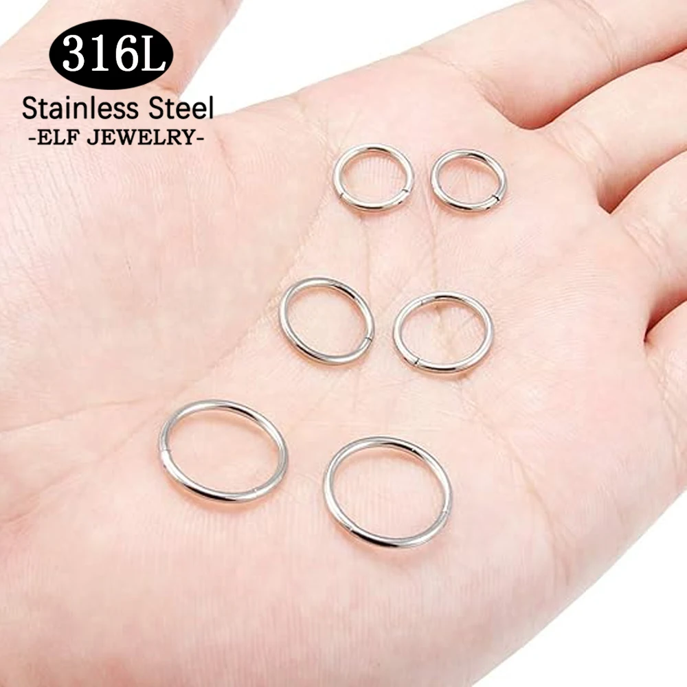 

10-100Pcs 316L Stainless Steel Hinged Segment Nose Ring Ear Cartilage Tragus Helix Lip Piercing Nose Hoop Body Piercing Jewelry