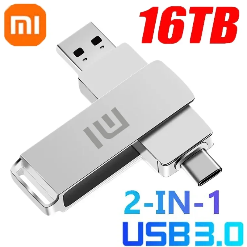 Xiaomi U Disk 16TB USB 3.0ปากกาไดรฟ์ความเร็วสูง8TB 4TB การถ่ายโอนประเภท-C การ์ดหน่วยความจำ SSD pendrive แฟลชไดรฟ์ USB เมมโมเรียสติ๊ก