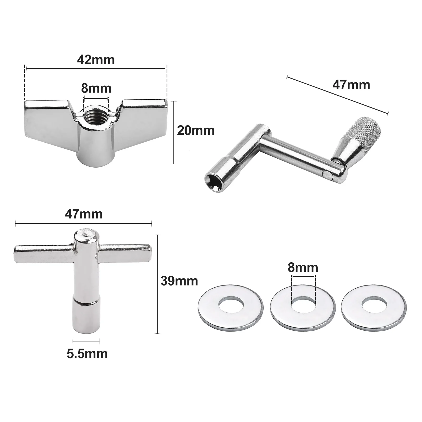 23pcs Cymbal Replacement Accessories Drum Parts with Cymbal Stand Felts Drum Cymbal Felt Pads Include Wing Nuts Washers Cymbal