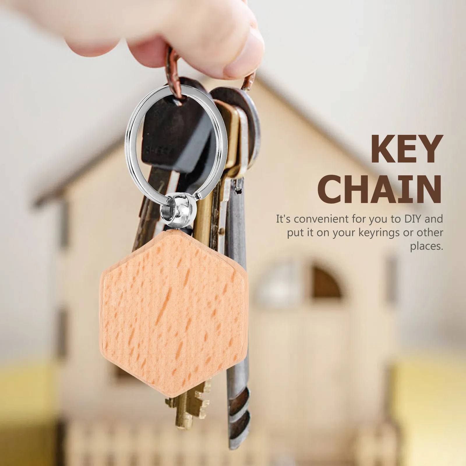 

10 шт. шестигранных деревянных заготовок для брелоков из бука, для самостоятельного изготовления, гравируемые, необработанные, эстетичные, для создания украшений