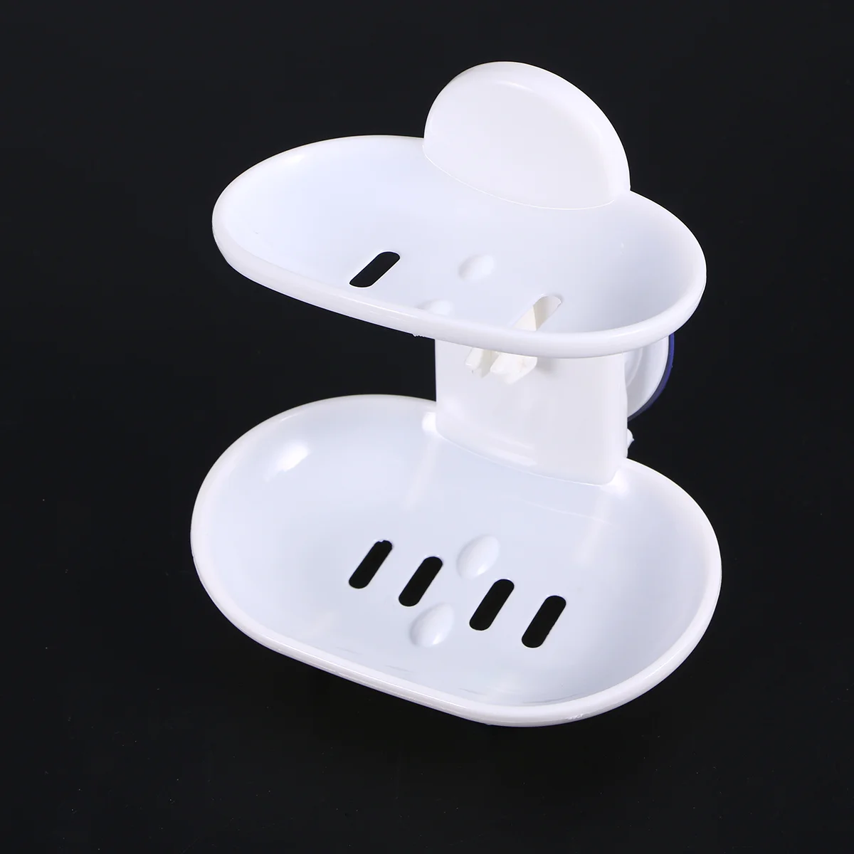 Double Soap Dish Strong Suction Soap Holder Cup Tray for Shower Bathroom (White)