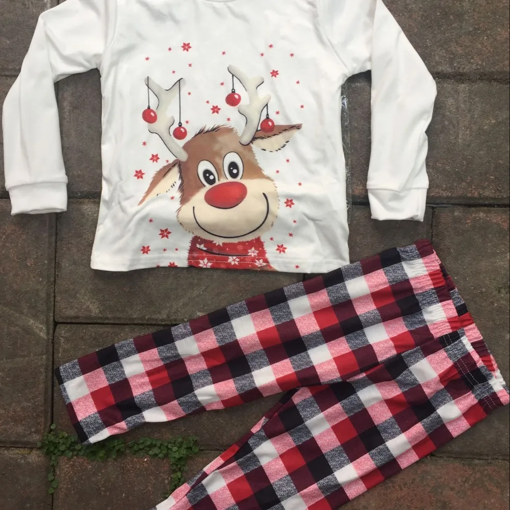 2024 Christmas Family Matching Pyjamas Family Matching Outfits Cute Deer Adult Kids Nightwear Cotton Top+Pants