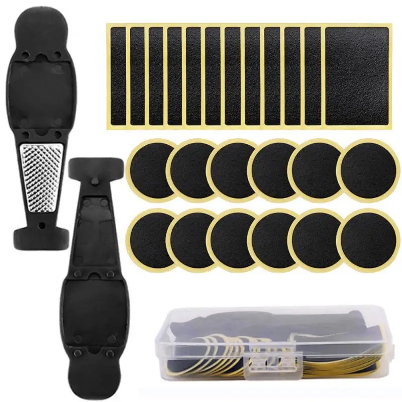 48PCS 25mm Round/Square Rubber Cycle Tire Patch Cycle Repair Tools Bike Tire Tyre Inner Tube Puncture Repair Tire Patch Set