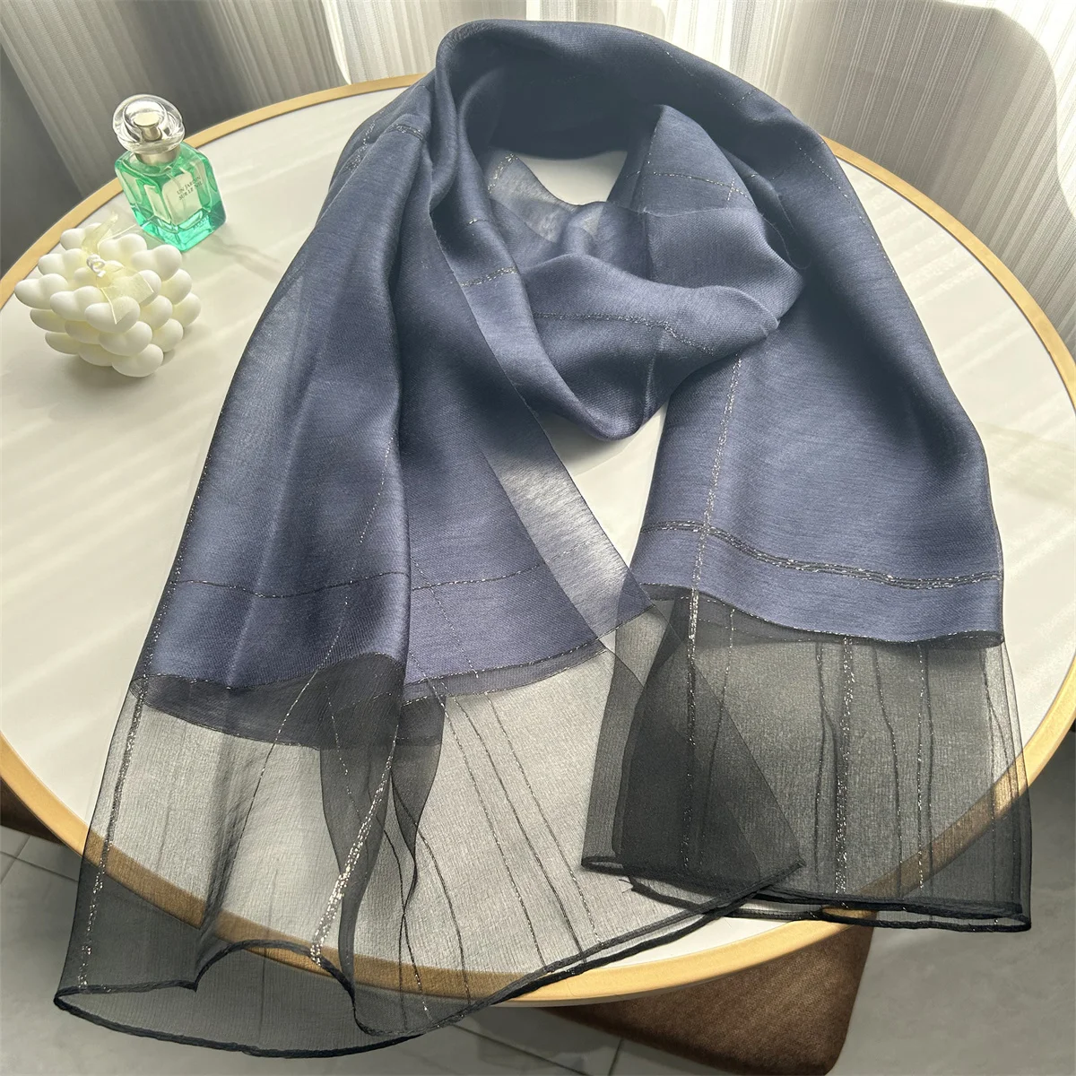 New Design Luxury Brand Women Foulard Plaid Frame Silk Solid Scarf Elegant Shawl Long Wrap Sunscreen