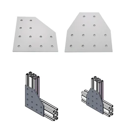 1PC 12 Holes Silver Joint Board Plate Corner Angle Bracket Connection Joint Strip for 4040 6060 Double Groove Aluminum Profile