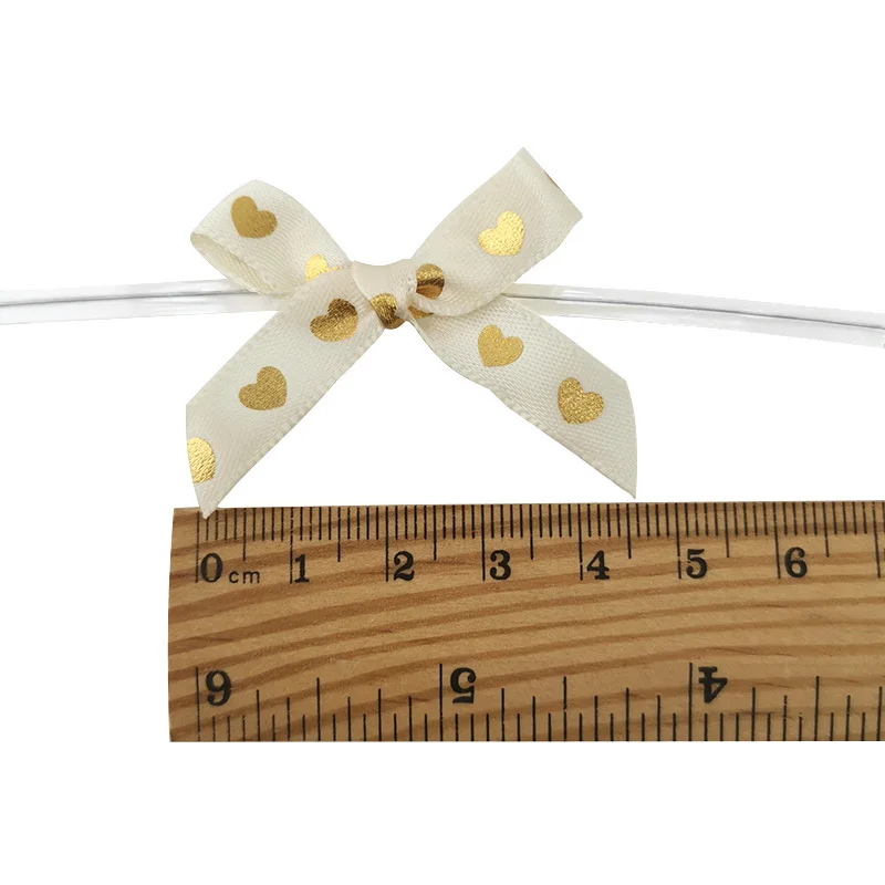50pcs/pack 45mm Gold Heart Mixed Bows For Valentine\'s Day Decoration Gift Packaging Handmade DIY Making Clothing Accessories