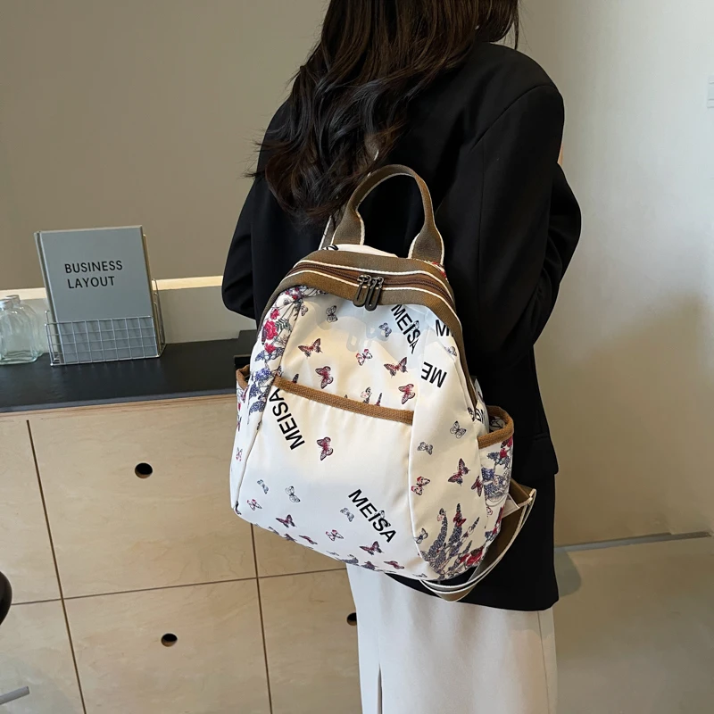 Large Capacity Multi-Layer Thick Multi Pattern Cute Anti-theft Canvas Schoold Bag iPad Handbag Commuting backpack