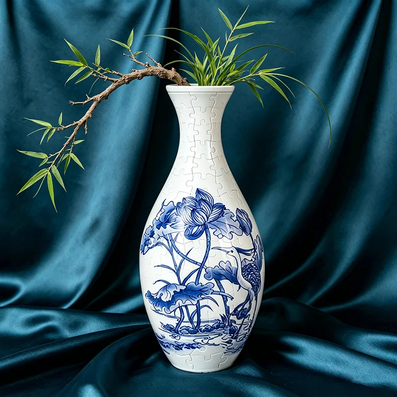 Puzzles Vase 3D Puzzle Chinese Style Building Blocks Diy Assembly Educational Toys Children Creative Gift Home Decoration