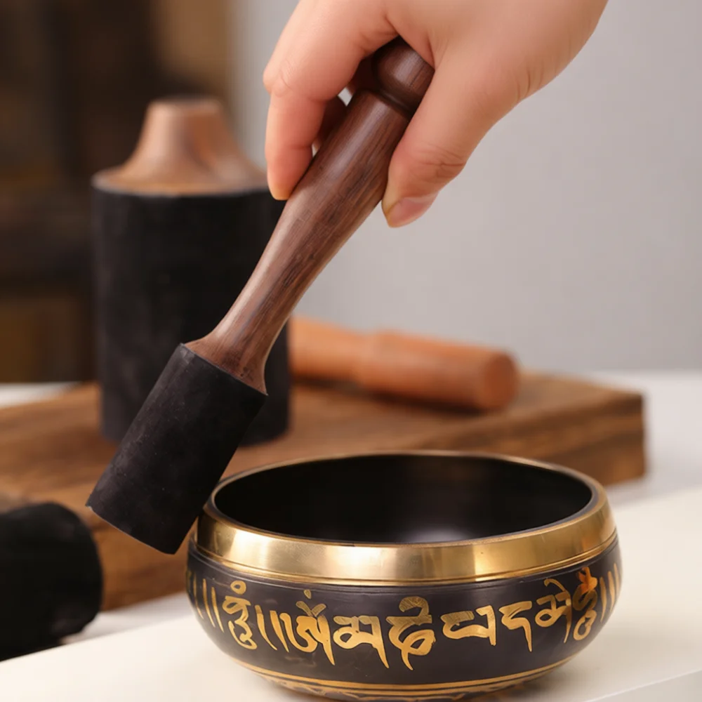 Handmade Singing Bowl Stick Leather Wrapped Wooden Mallet Meditation Sound Healing Instrument Accessory For Daily Use