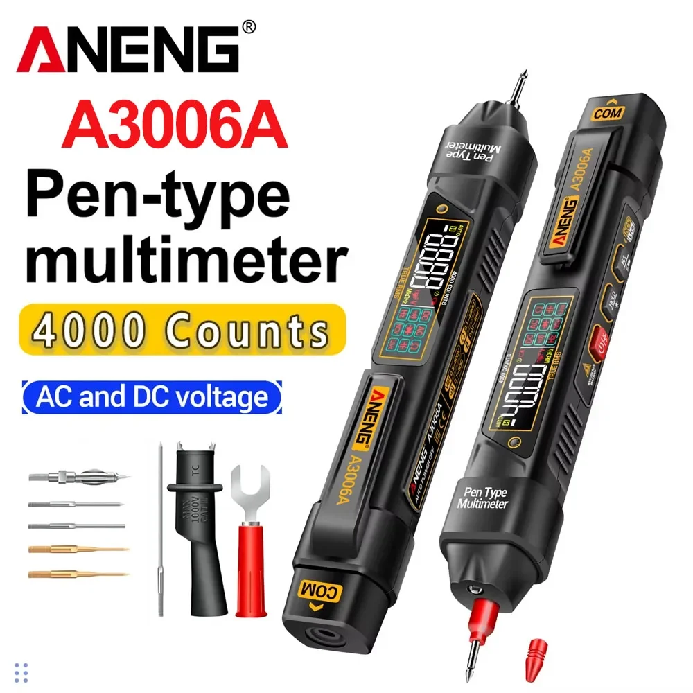 ANENG Digital-Multimeter-Teststift, 4000 Zählungen, AC/DC-Spannung, A3006A, berührungsloser induktiver Strom, Hz-Dioden-Widerstandstester