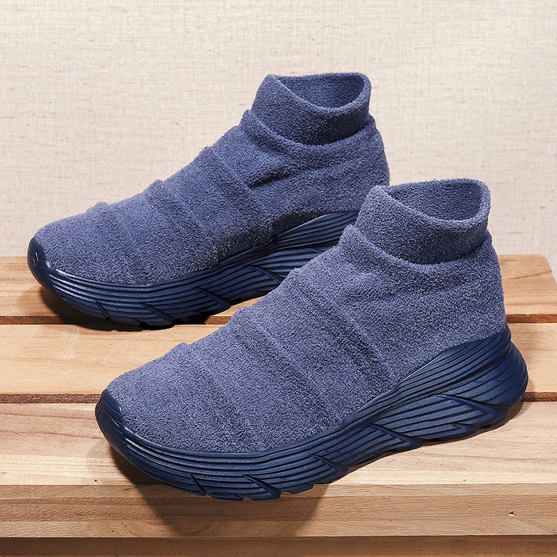 

Hot Sale Blue Lovers Socks Shoes Knitted Breathable Women's Sports Shoes Comfortable High-Top Socks Sneakers Men tenis masculino
