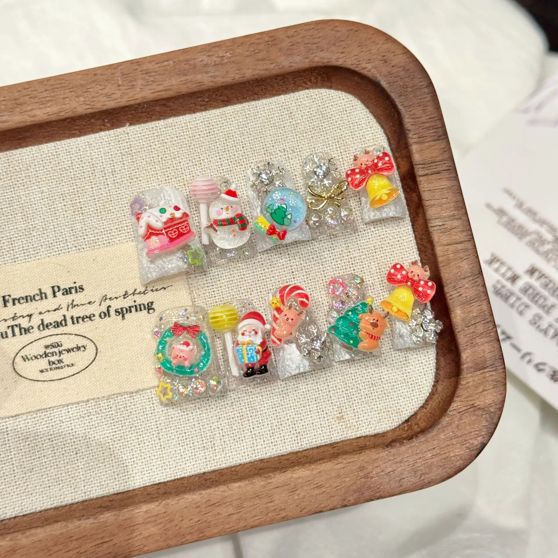 

10PCS European and American Cute Cartoon Christmas New Duck Bill Wearable Detachable Handmade Press-On Nails