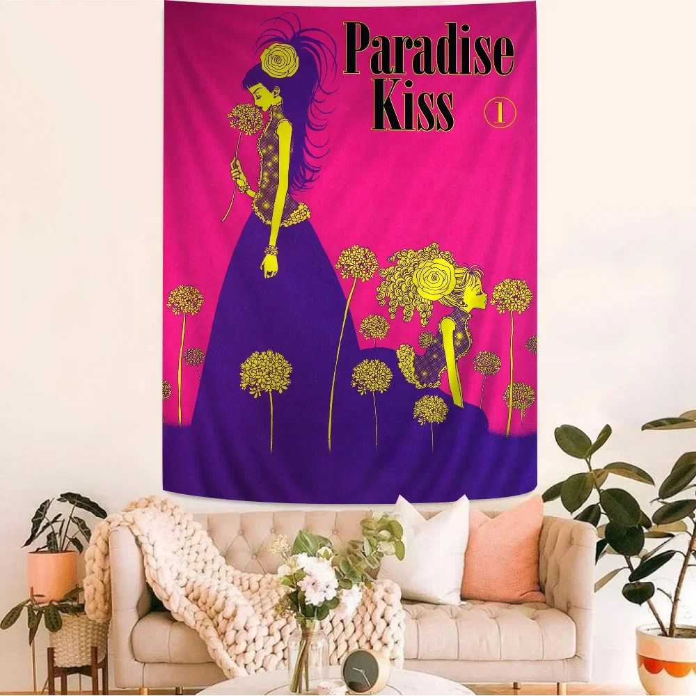 Paradise Kiss Anime Anime Tapestry Hippie Flower Wall Carpets Dorm Decor Cheap Hippie Wall Hanging