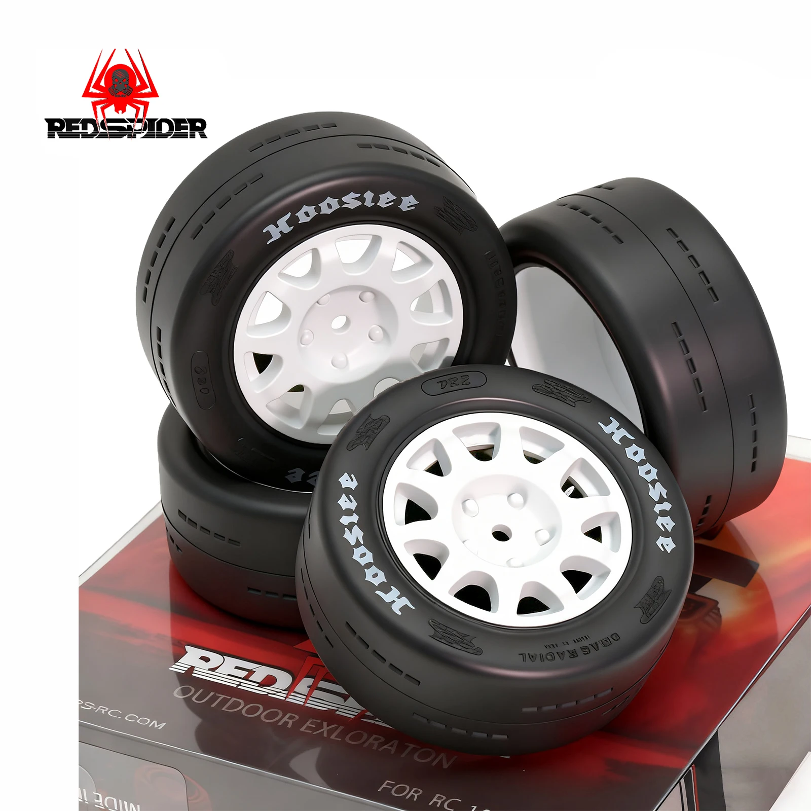 4Pcs Wheel Hub And Tire Combination Remote Control RC Tire for 1/8/9hpi Rally WR8 Ford CNE Business Carisma Rally General Motors