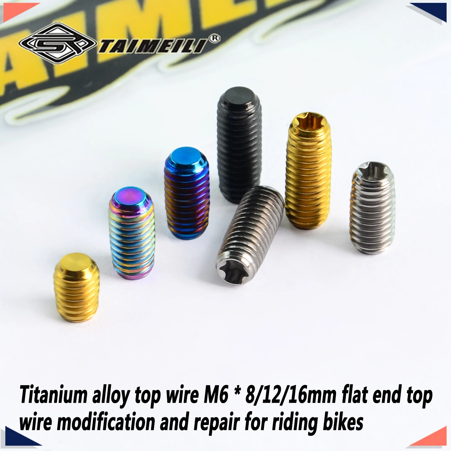 TAIMEILI 1pcs Titanium Alloy Top Wire M6 * 8/12/16mm Flat End Top Wire Modification and Repair for Riding Bikes