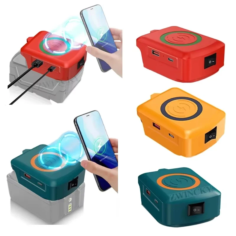 Wireless Charger for Ryobi 40V Battery 15W Max Wireless Charging Adapter for Cell Phone For Makita/Dewal/Milwaukee 18V Battery