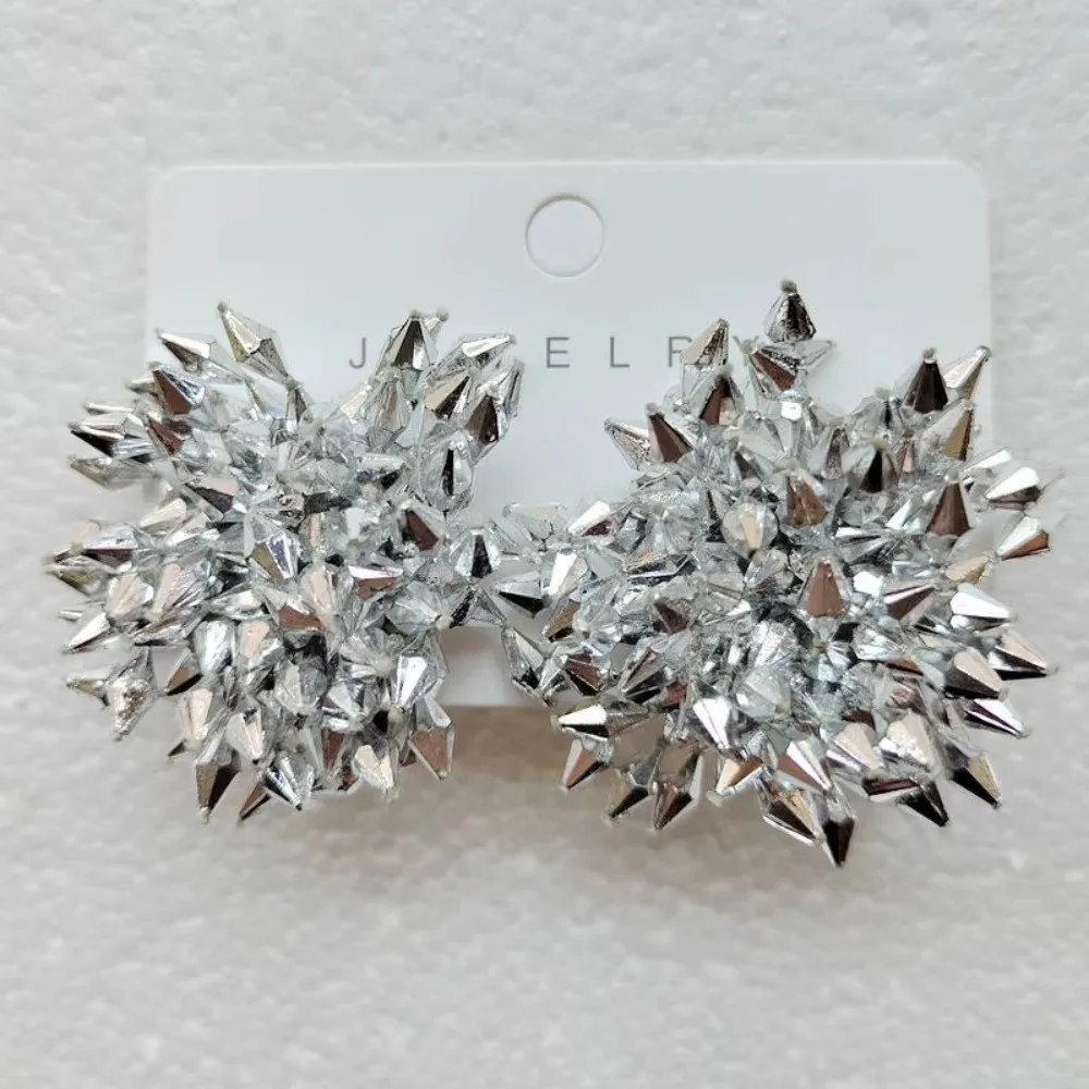 1Pair Vintage Exaggerated Explosion Earrings High End Plastic Ear Jewelry Flower Tassel Earrings Beads Earrings