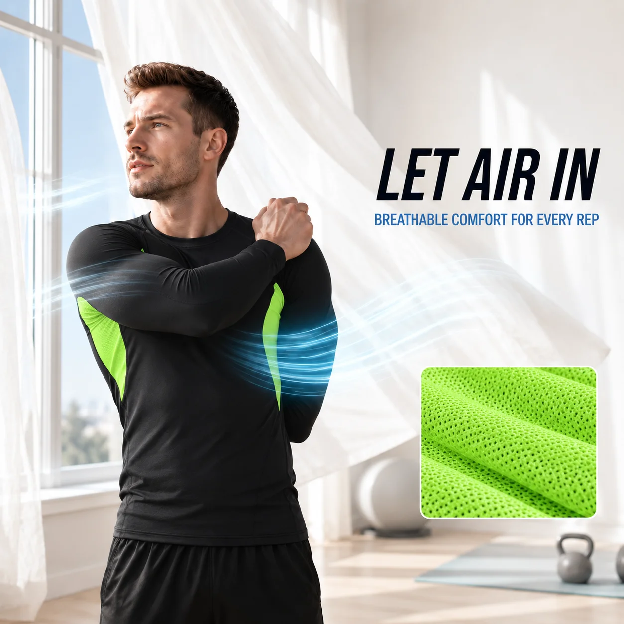 Personalized Men's Mesh Compression Shirt Long Sleeve Breathable Quick Dry Gym Fitness Running Base Layer Custom Logo Sportswear