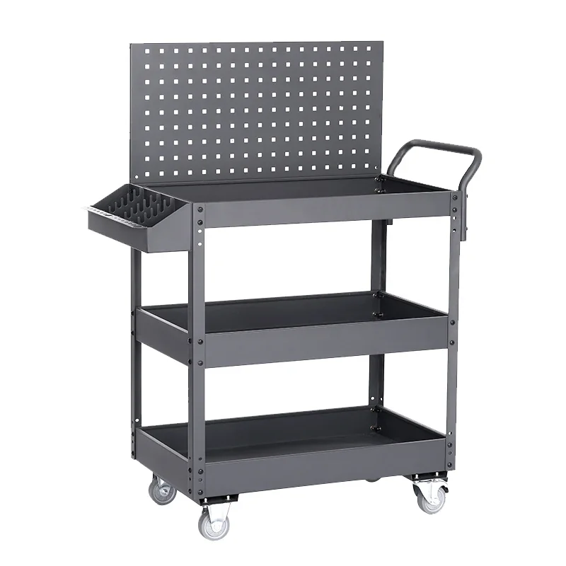 Tool cart Auto repair workshop Shelf trolley Multifunctional three-layer mobile trolley Repair hardware parts cart