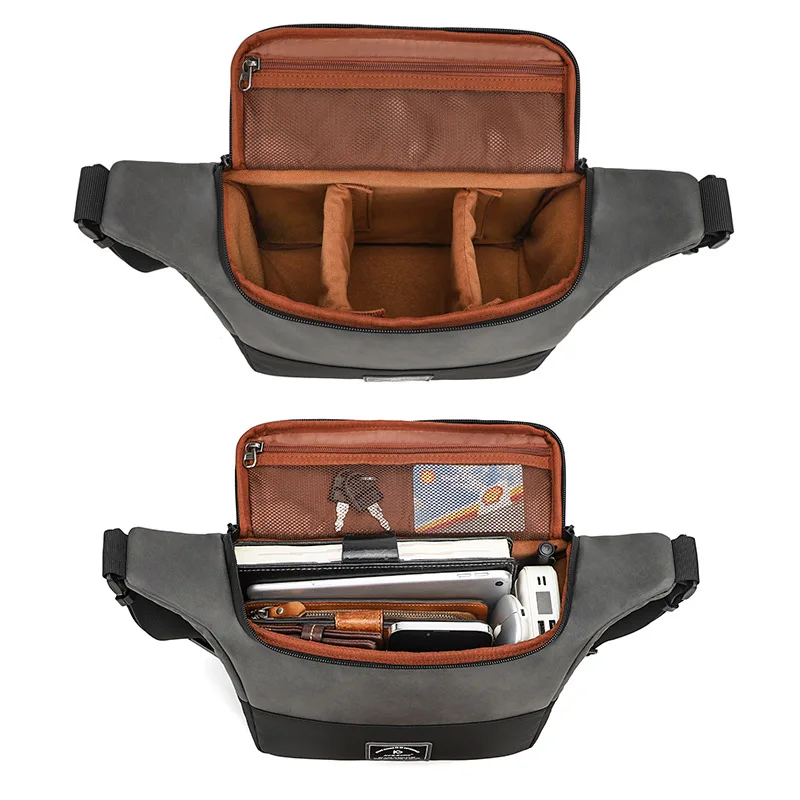 

Waterproof PU leather single-shoulder camera bag large capacity layer shock absorption anti fall photography crossbody bag