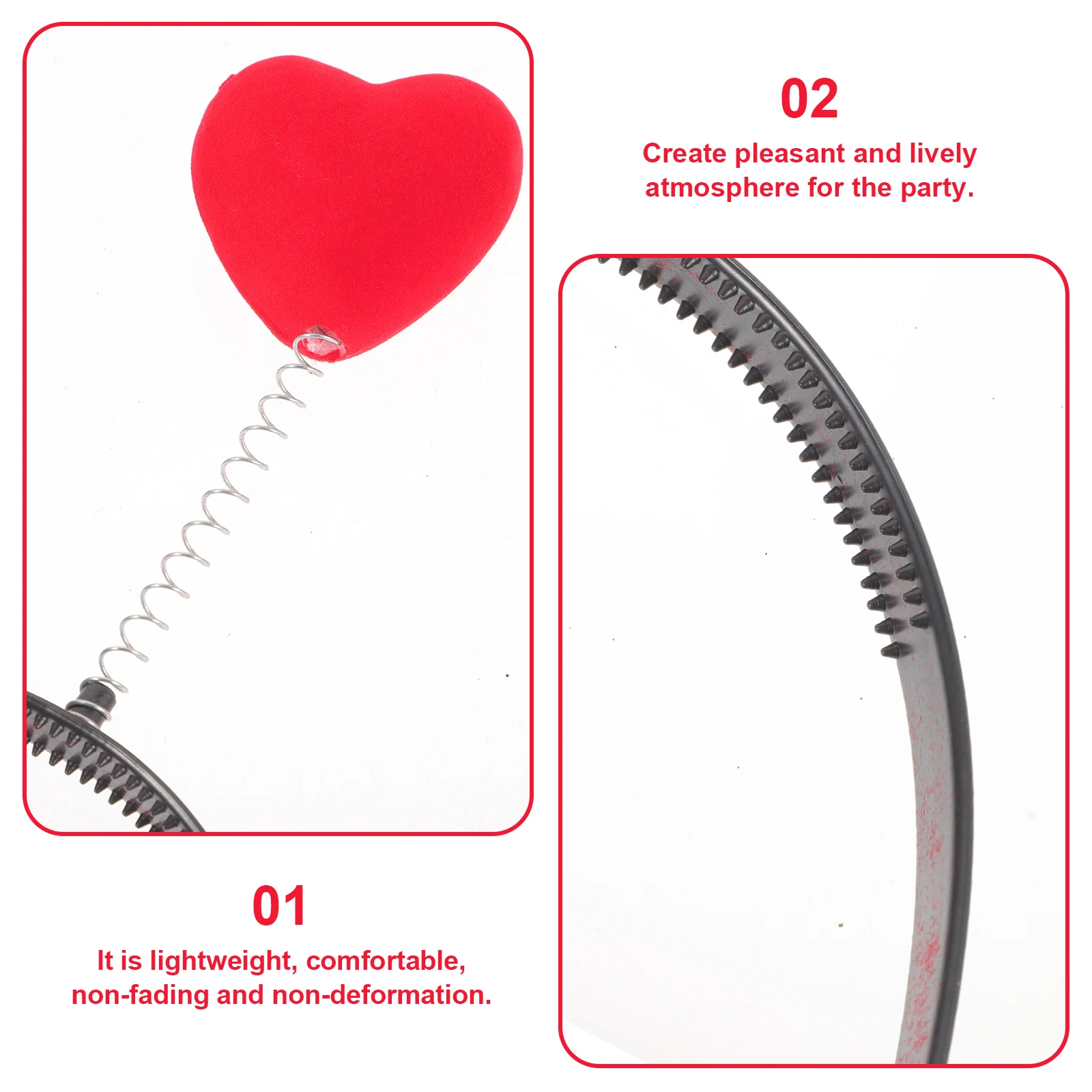 

6Pcs Red Heart Headbands Comfortable Lightweight Party Favors Creative Gift for Family Friends Fun Celebration Decorations