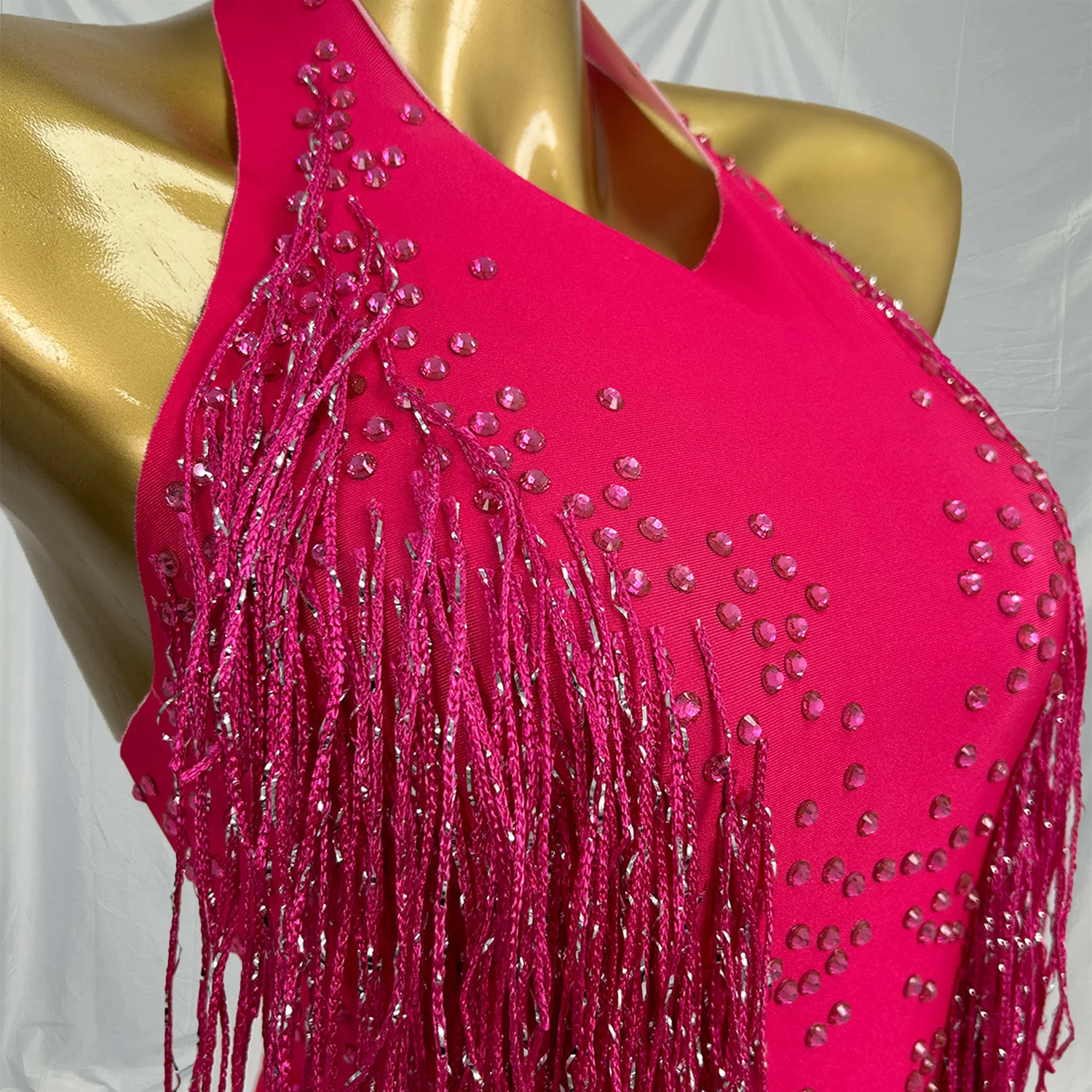 Xinliusu 9-Farben-Trikot mit glitzernden Diamanten und Quasten, Nachtclub, Tanzshow, Bühnenkleidung, Stretch-Body, Party, Sängerin-Outfit