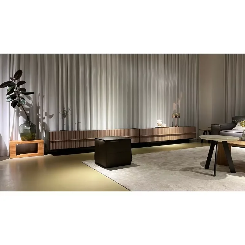 

Modern solid wood latest design minimalist TV cabinet luxurious retro living room homemade TV cabinet