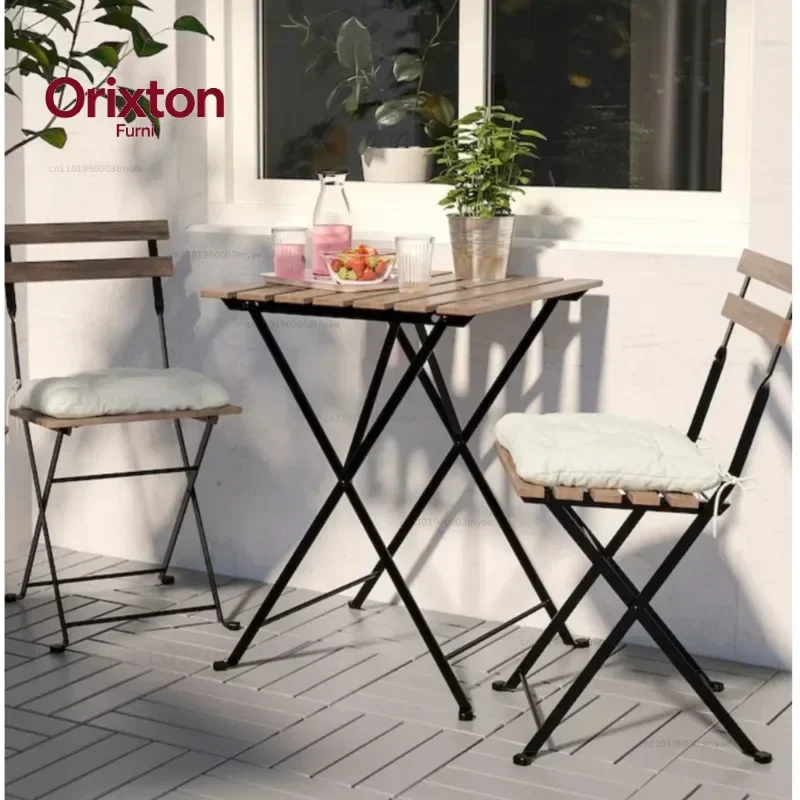 Garden Balcony Outdoor Table Iron Folding Dining Tables Chairs Coffee Shop Leisure Chairs Stable Load-bearing Outdoor Furniture