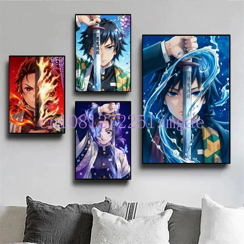 

Demon Slayer Anime Moon Posters Kamado Nezuko Portrait Manga Print Canvas Painting Wall Art Picture for Living Room Home Decor